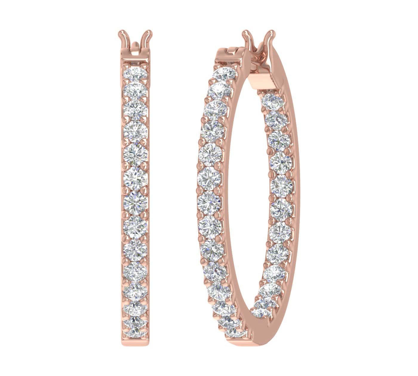1 Carat Prong Set Diamond Inside-out Hoop Earrings in Gold