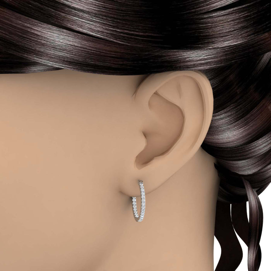 1 Carat Prong Set Diamond Inside-out Hoop Earrings in Gold