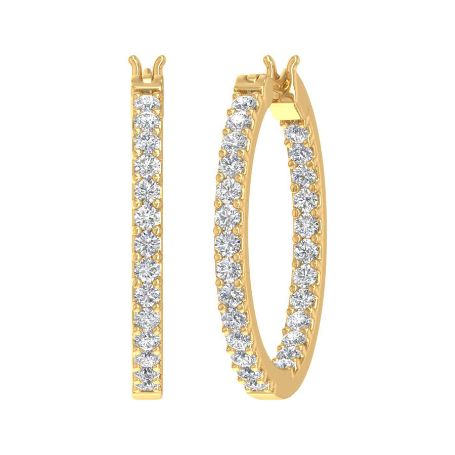 1 Carat Prong Set Diamond Inside-out Hoop Earrings in Gold