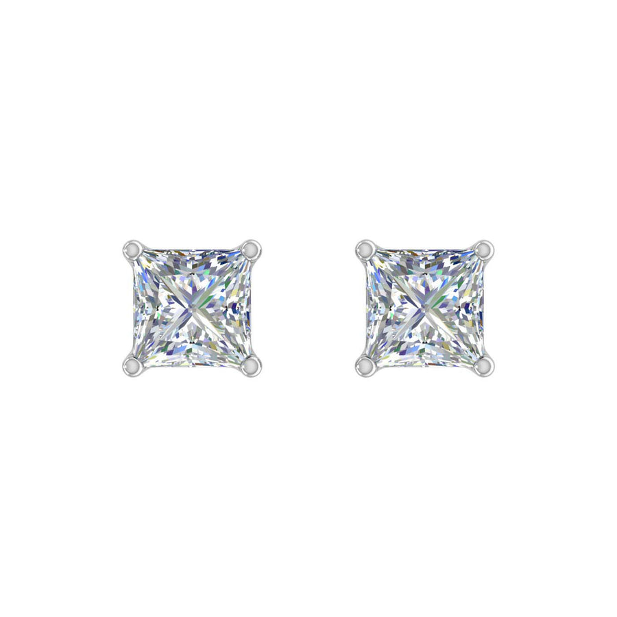 1/2 Carat 4-Prong Set Princess Cut Diamond Stud Earrings in Gold - IGI Certified