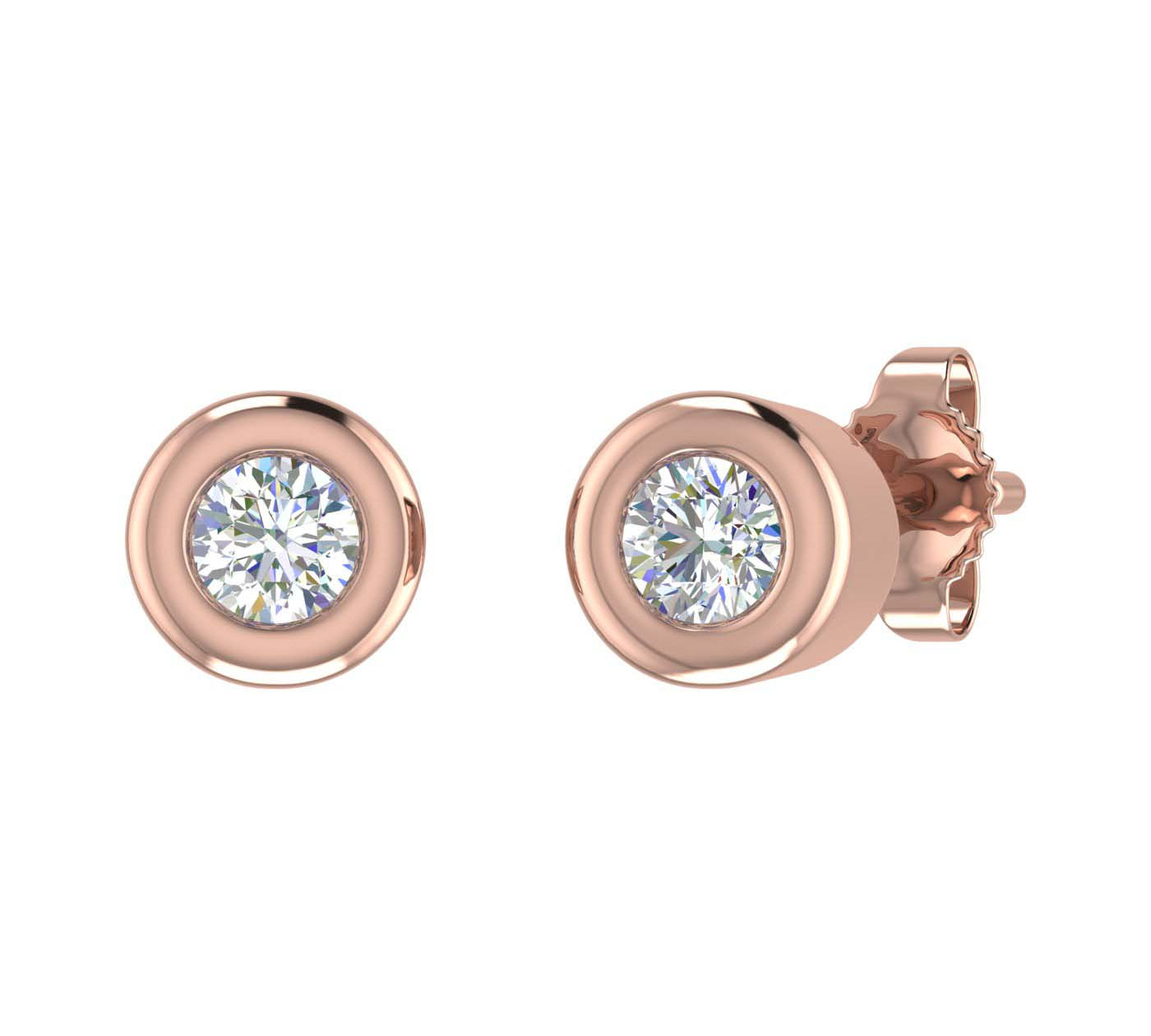 1/5 Carat Bezel Set Diamond Stud Earrings in Gold