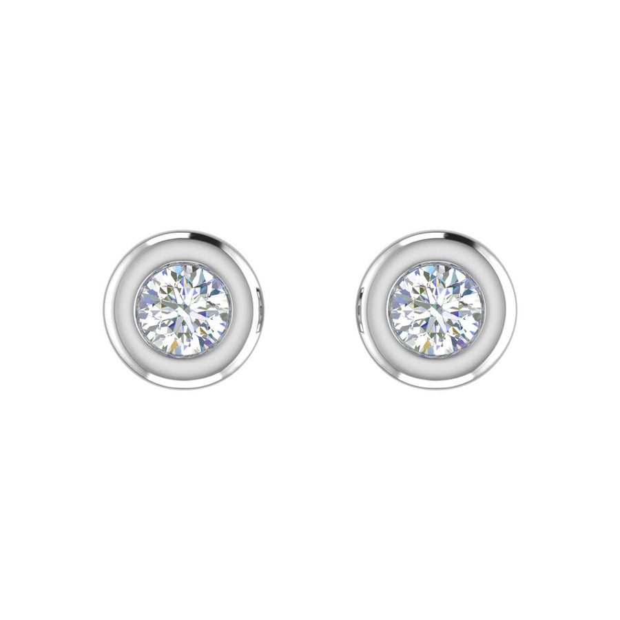 1/5 Carat Bezel Set Diamond Stud Earrings in Gold