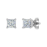 1/2 Carat 4-Prong Set Princess Cut Diamond Stud Earrings in Gold - IGI Certified