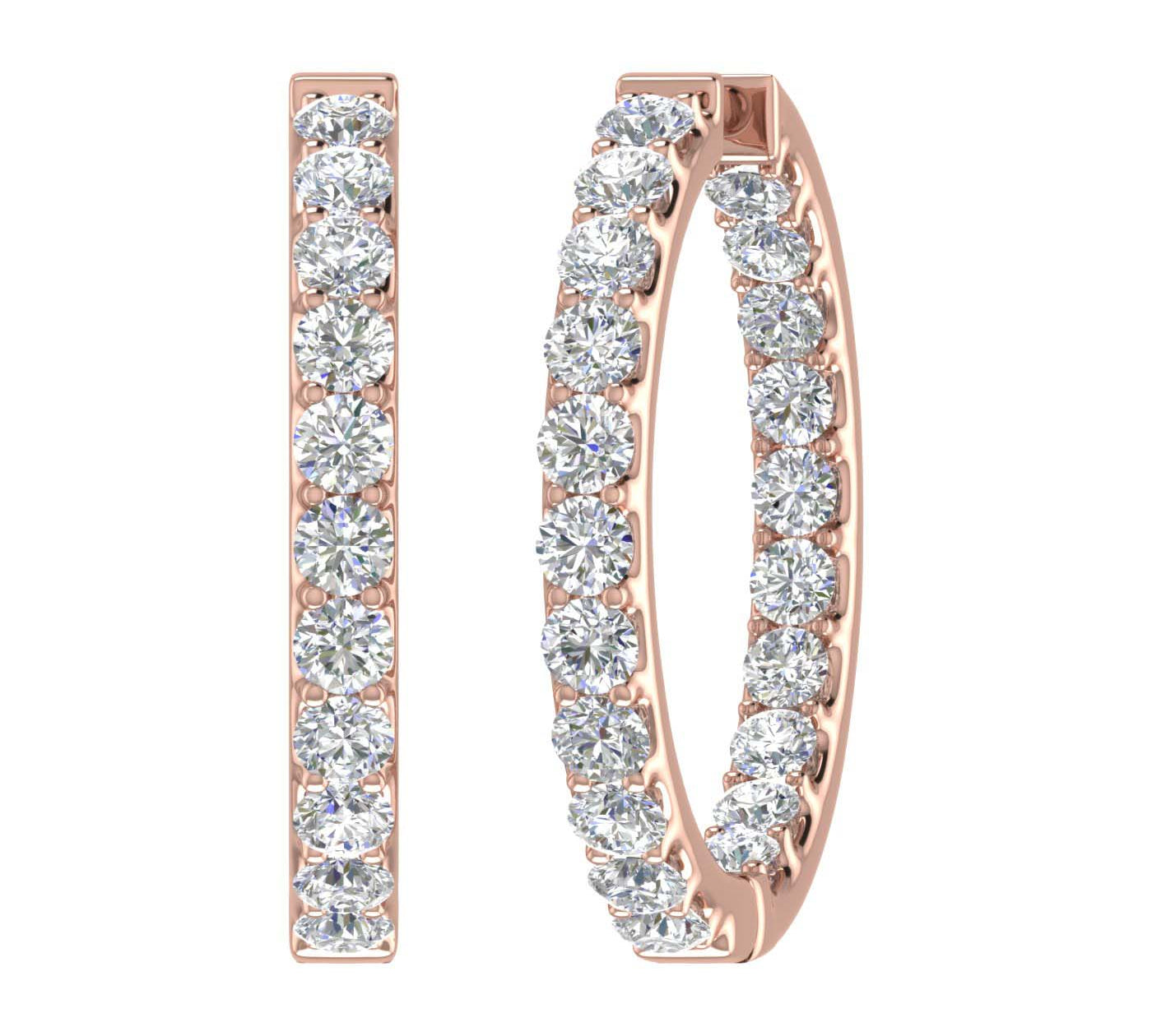 4 Carat (ctw) Inside Out Diamond Hoop Earrings in Gold