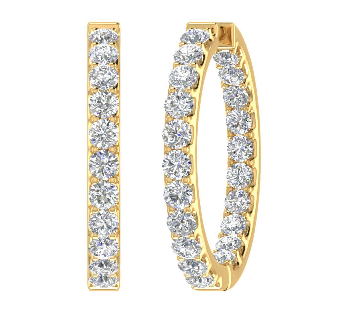 4 Carat (ctw) Inside Out Diamond Hoop Earrings in Gold