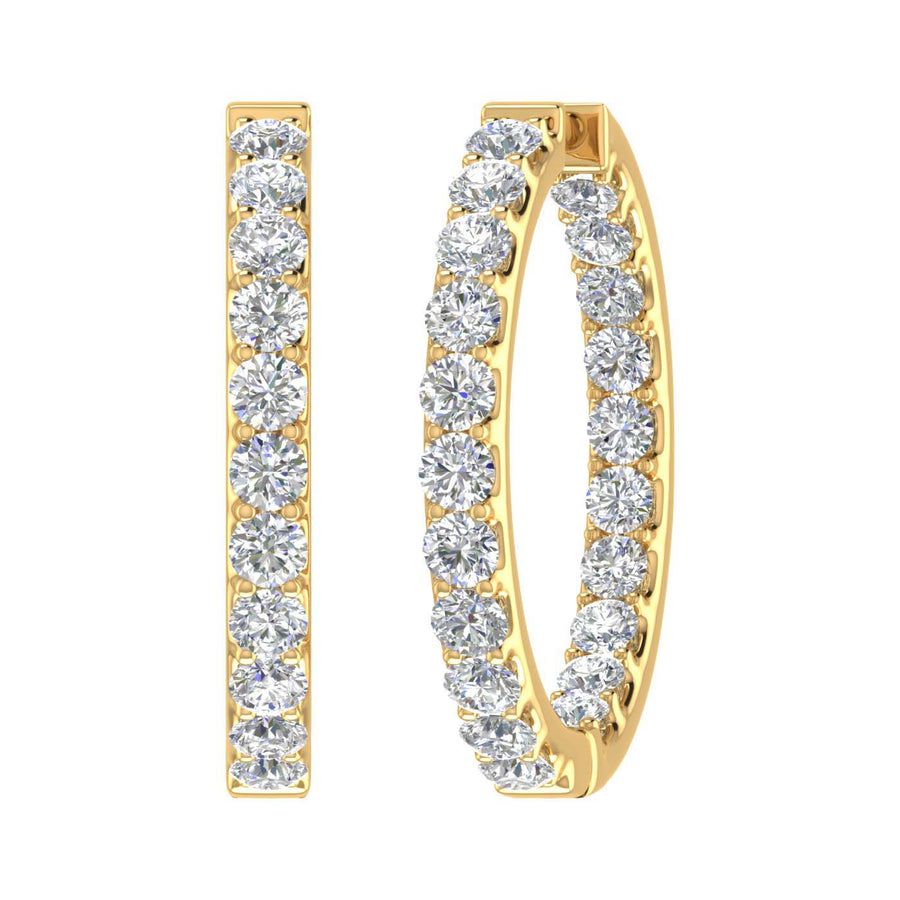4 Carat (ctw) Inside Out Diamond Hoop Earrings in Gold - IGI Certified
