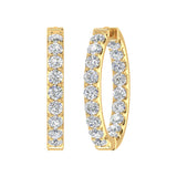 3 Carat (ctw) Inside Out Diamond Hoop Earrings in Gold