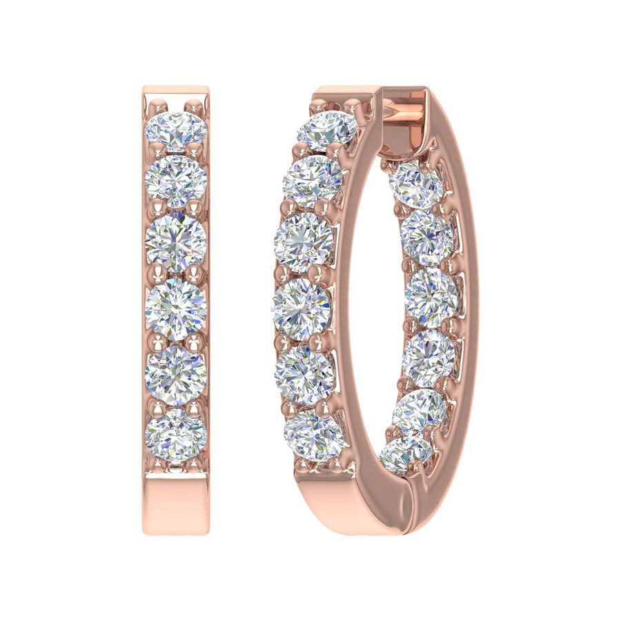 2 Carat (ctw) Inside Out Diamond Hoop Earrings in Gold - IGI Certified