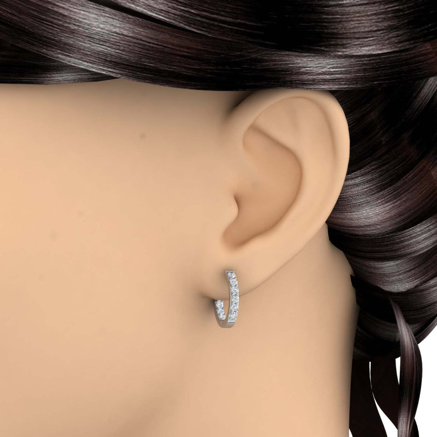 2 Carat (ctw) Inside Out Diamond Hoop Earrings in Gold