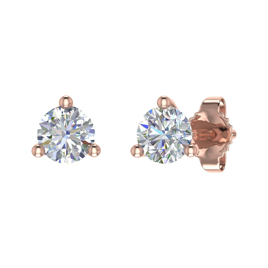 0.40 Carat 3-Prong Set Diamond Stud Earrings in Gold - IGI Certified