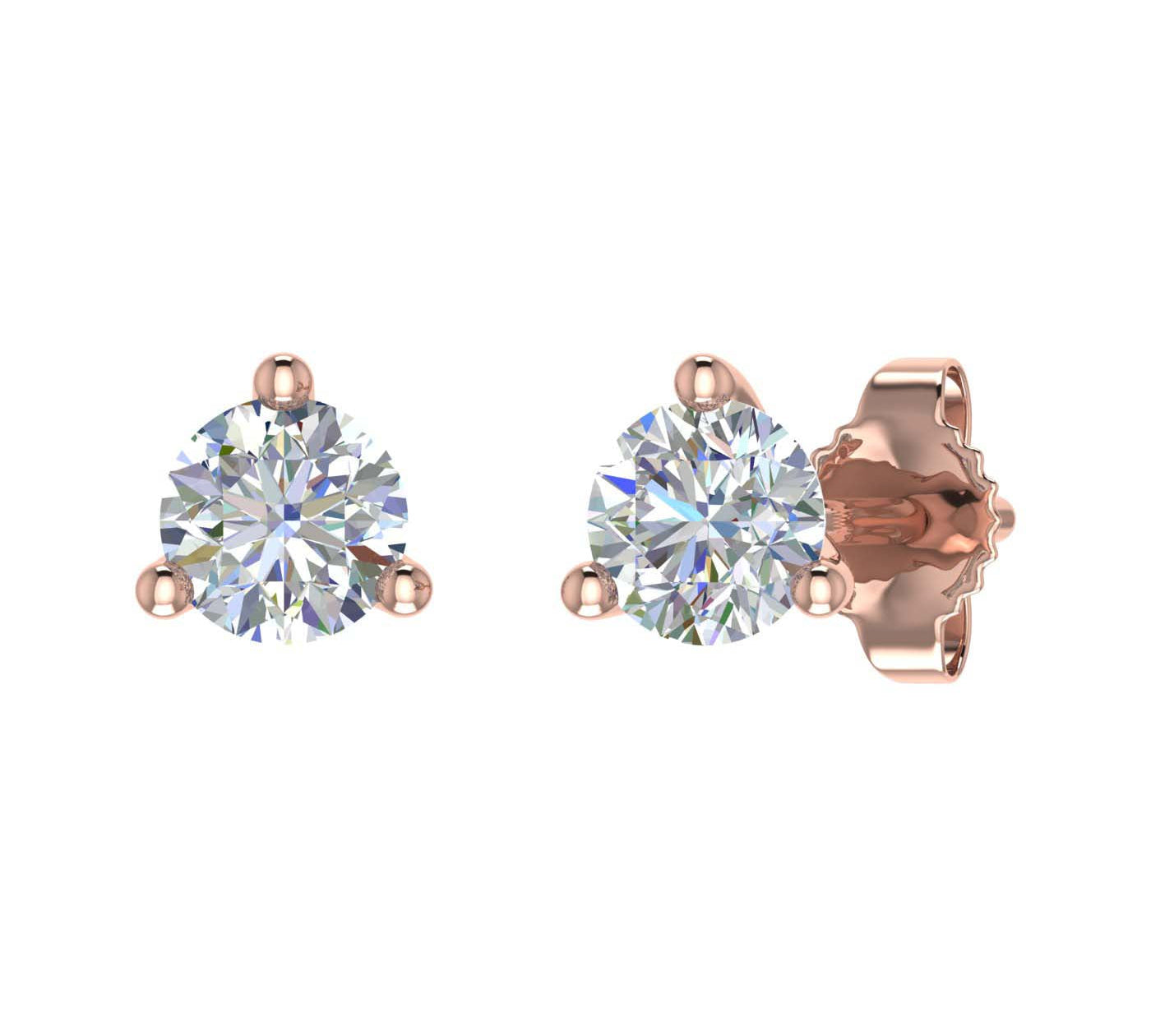 0.40 Carat 3-Prong Set Diamond Stud Earrings in Gold