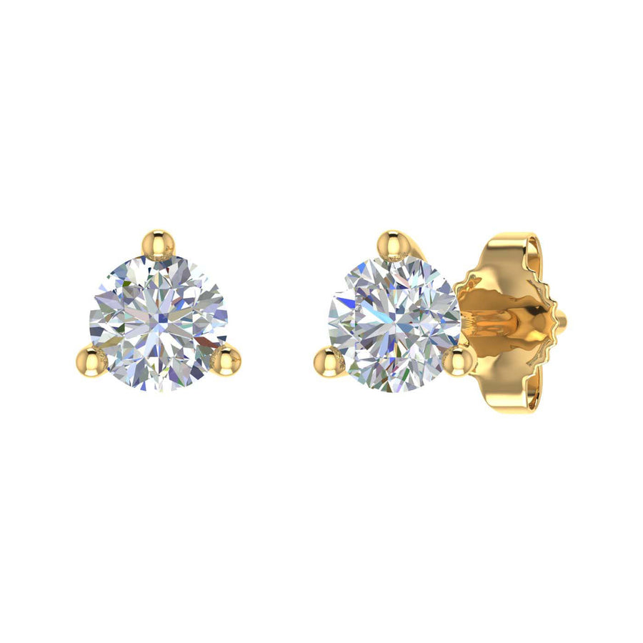 0.40 Carat 3-Prong Set Diamond Stud Earrings in Gold - IGI Certified