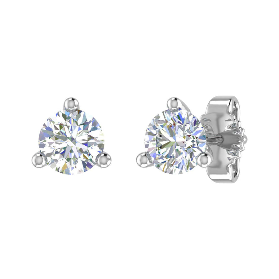 2/3 Carat Diamond 3-Prong Set Stud Earrings in Gold (0.66 Ct) - IGI Certified