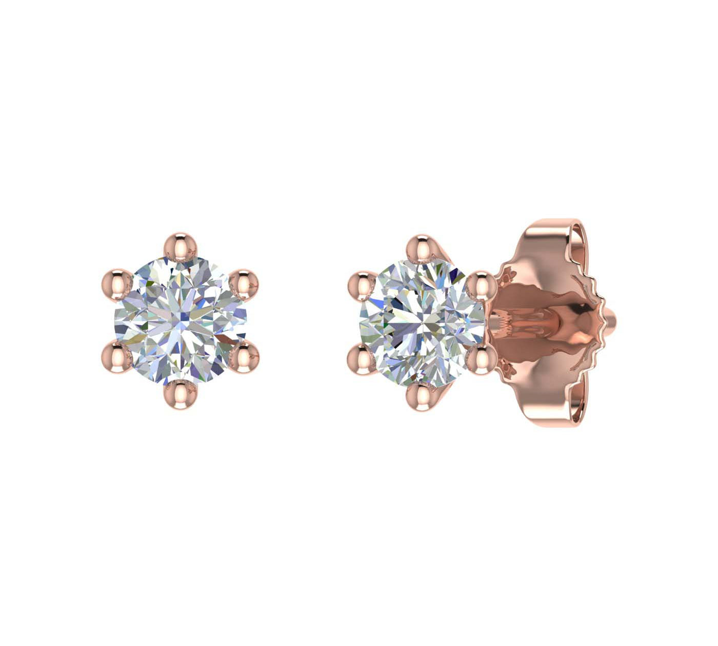 1/5 Carat 6-Prong Diamond Stud Earrings in Gold