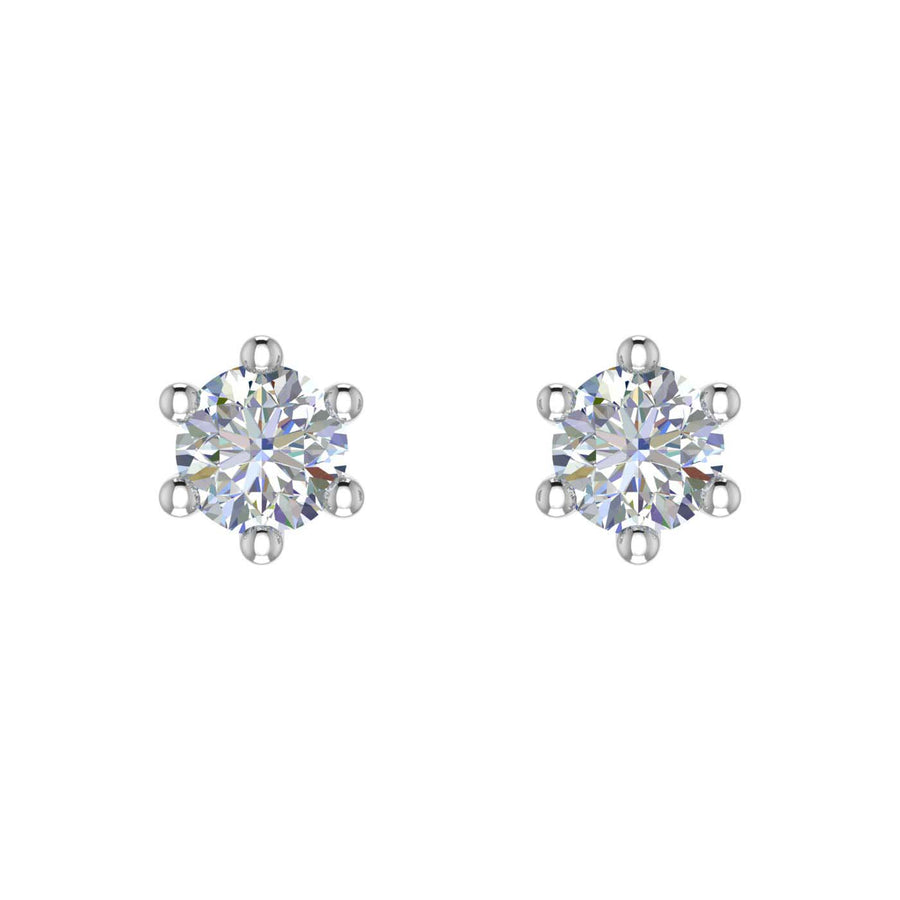 1/5 Carat 6-Prong Diamond Stud Earrings in Gold - IGI Certified