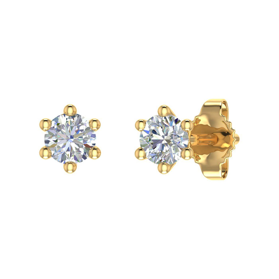 1/5 Carat 6-Prong Diamond Stud Earrings in Gold