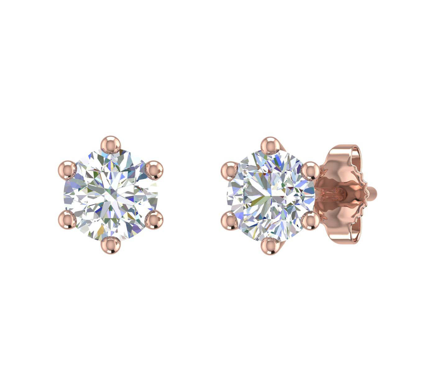 0.60 Carat 6-Prong Diamond Stud Earrings in Gold
