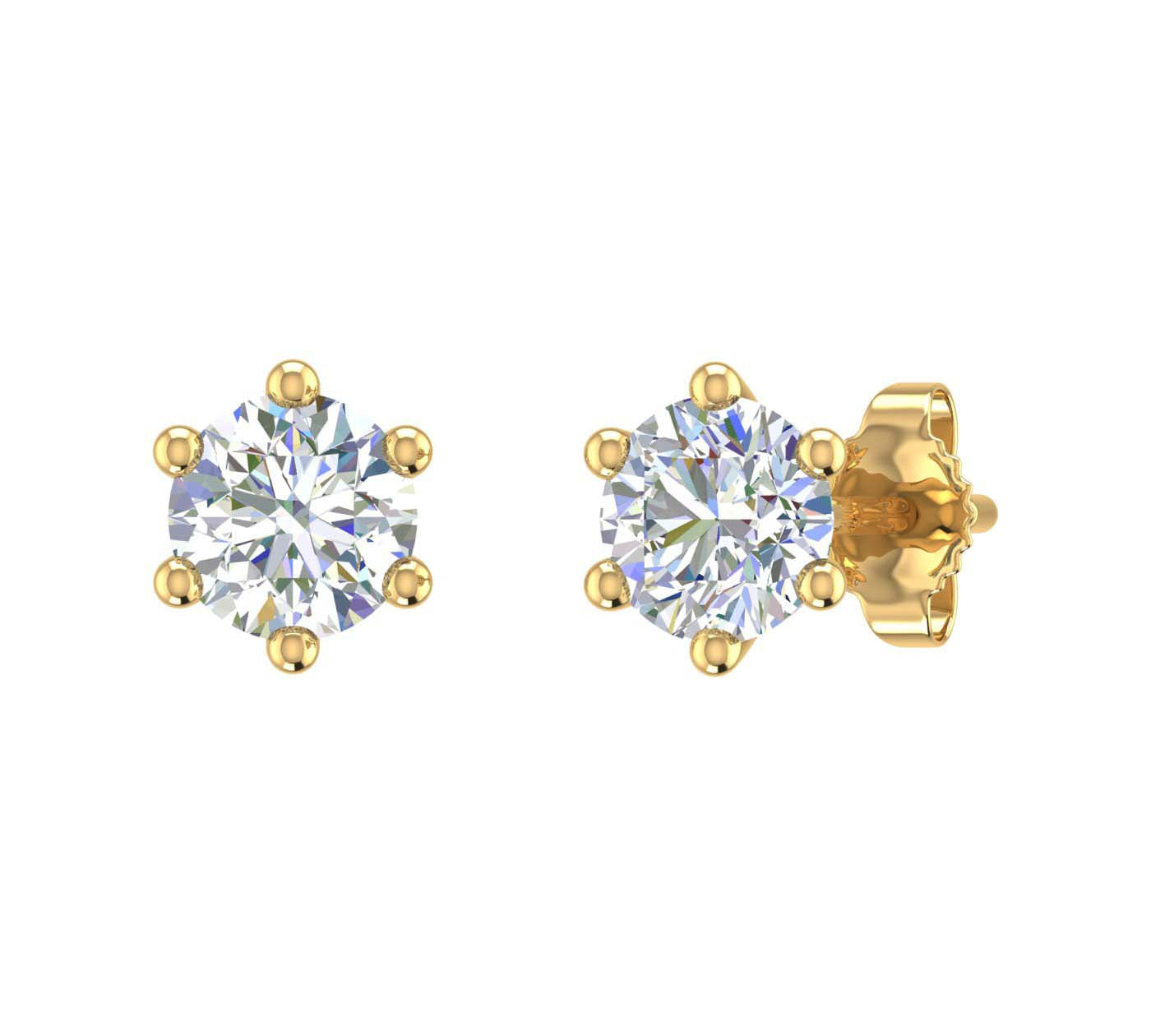 0.60 Carat 6-Prong Diamond Stud Earrings in Gold - IGI Certified