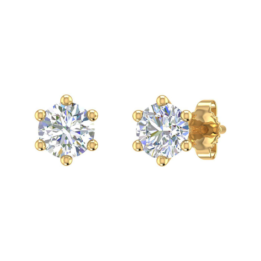 0.60 Carat 6-Prong Diamond Stud Earrings in Gold - IGI Certified