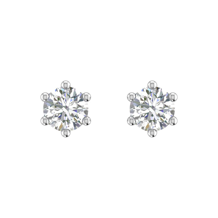 2/3 Carat Diamond 6-Prong Set Stud Earrings in Gold (0.66 Ct)