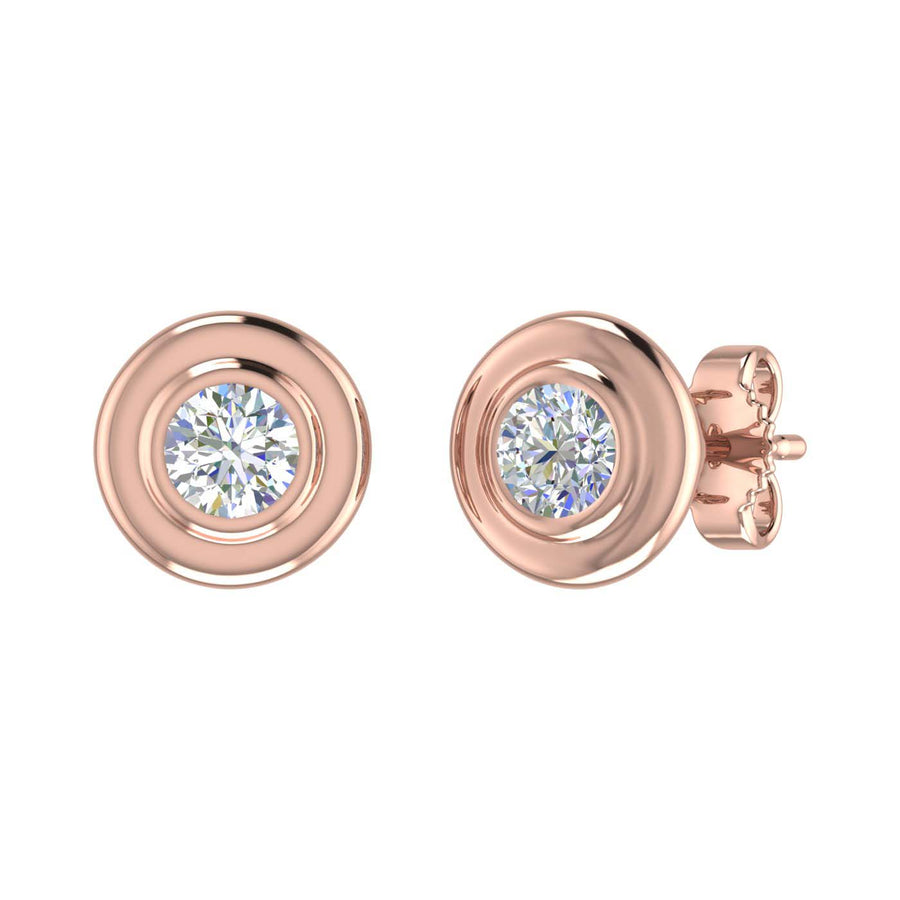 2/3 Carat Diamond Bezel Set Stud Earrings in Gold (0.66 Ct) - IGI Certified