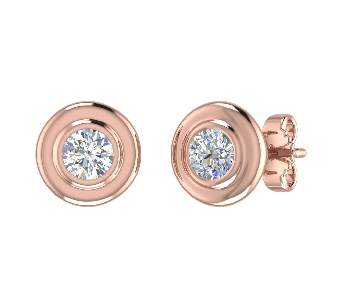 2/3 Carat Diamond Bezel Set Stud Earrings in Gold (0.66 Ct)