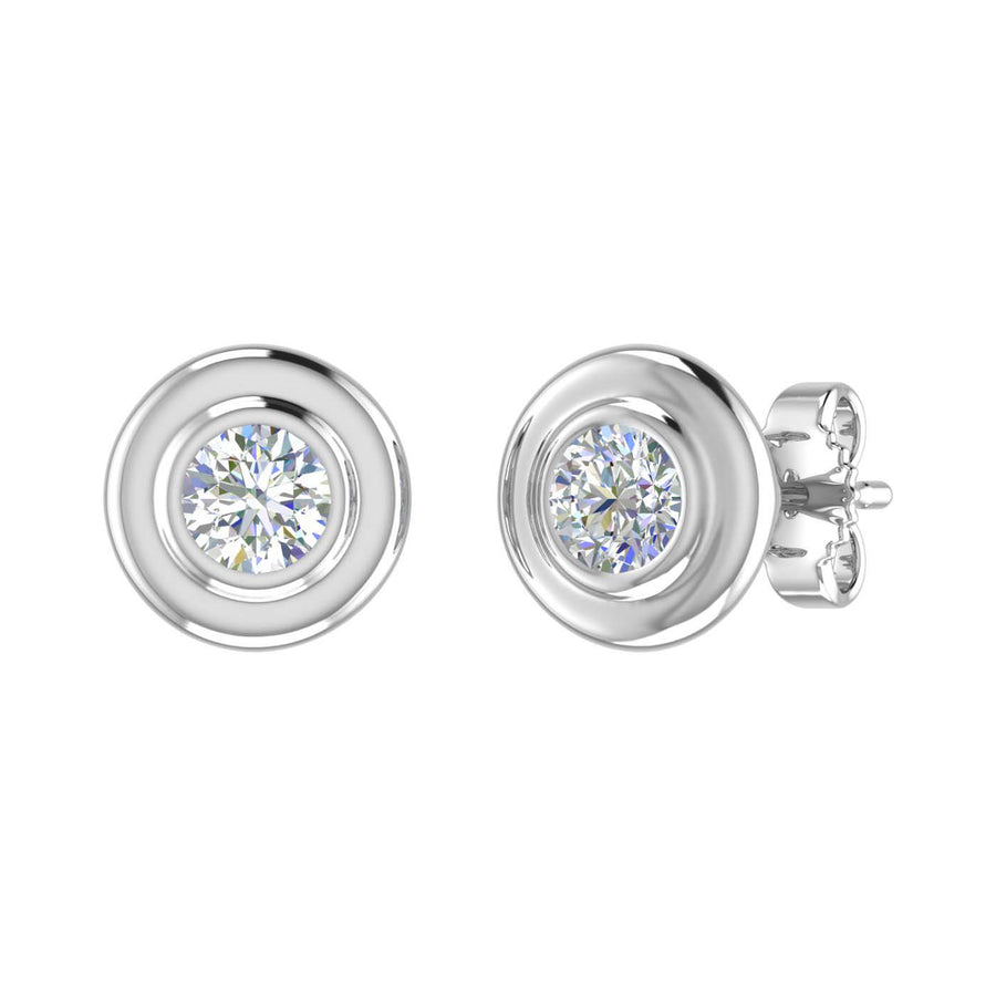 2/3 Carat Diamond Bezel Set Stud Earrings in Gold (0.66 Ct) - IGI Certified