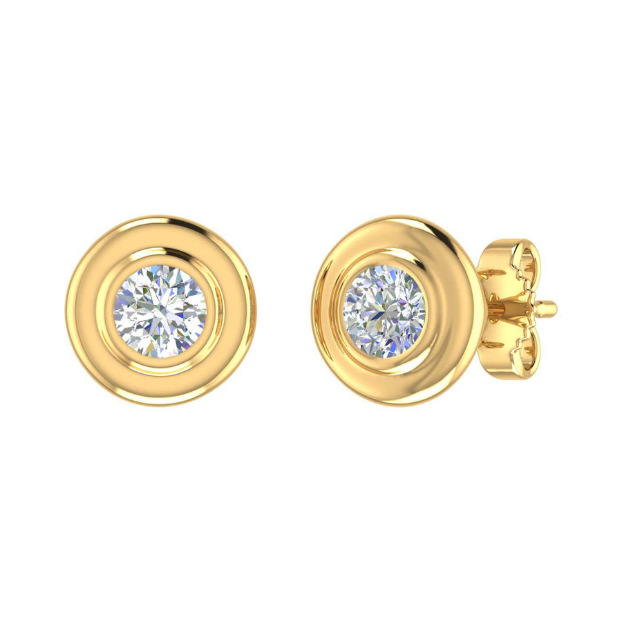 2/3 Carat Diamond Bezel Set Stud Earrings in Gold (0.66 Ct)