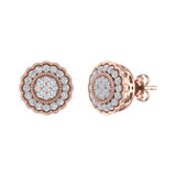 1/3 Carat Halo Diamond Stud Earrings in Gold - IGI Certified