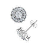 1/3 Carat Halo Diamond Stud Earrings in Gold - IGI Certified