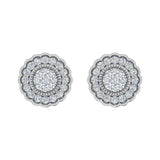 1/3 Carat Halo Diamond Stud Earrings in Gold - IGI Certified