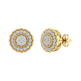 1/3 Carat Halo Diamond Stud Earrings in Gold - IGI Certified