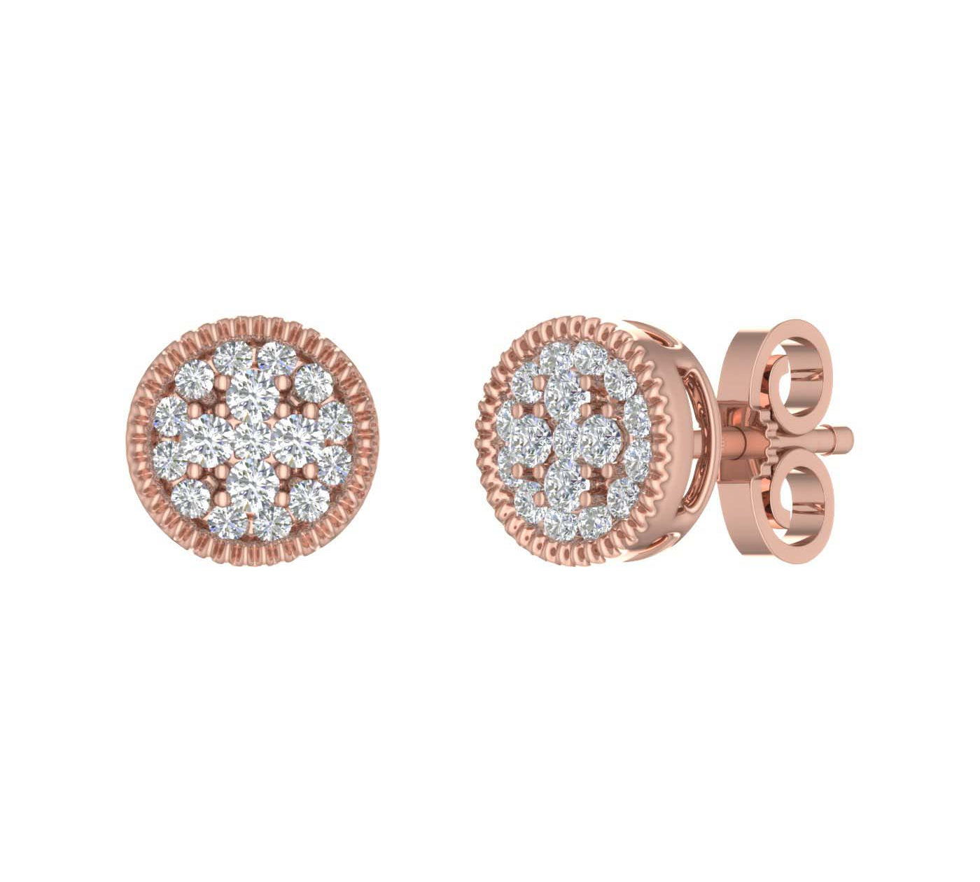 1/3 Carat Cluster Diamond Stud Earrings in Gold