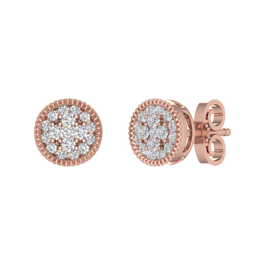 1/3 Carat Cluster Diamond Stud Earrings in Gold