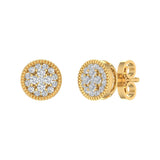 1/3 Carat Cluster Diamond Stud Earrings in Gold