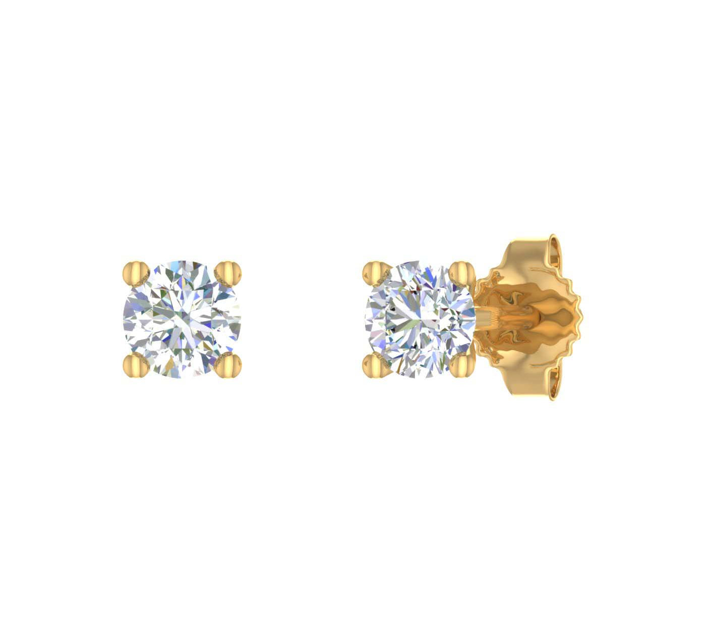 1/4 Carat 4-Prong Diamond Stud Earrings in Gold - IGI Certified