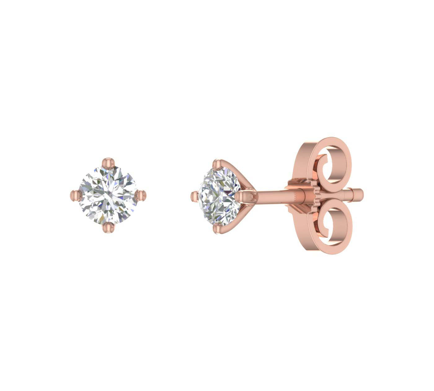 1/3 Carat 4-Prong Diamond Stud Earrings in Gold