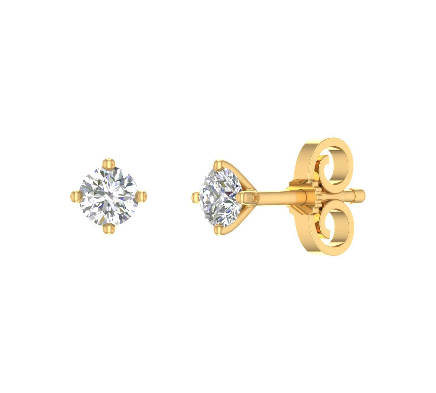 1/3 Carat 4-Prong Diamond Stud Earrings in Gold - IGI Certified