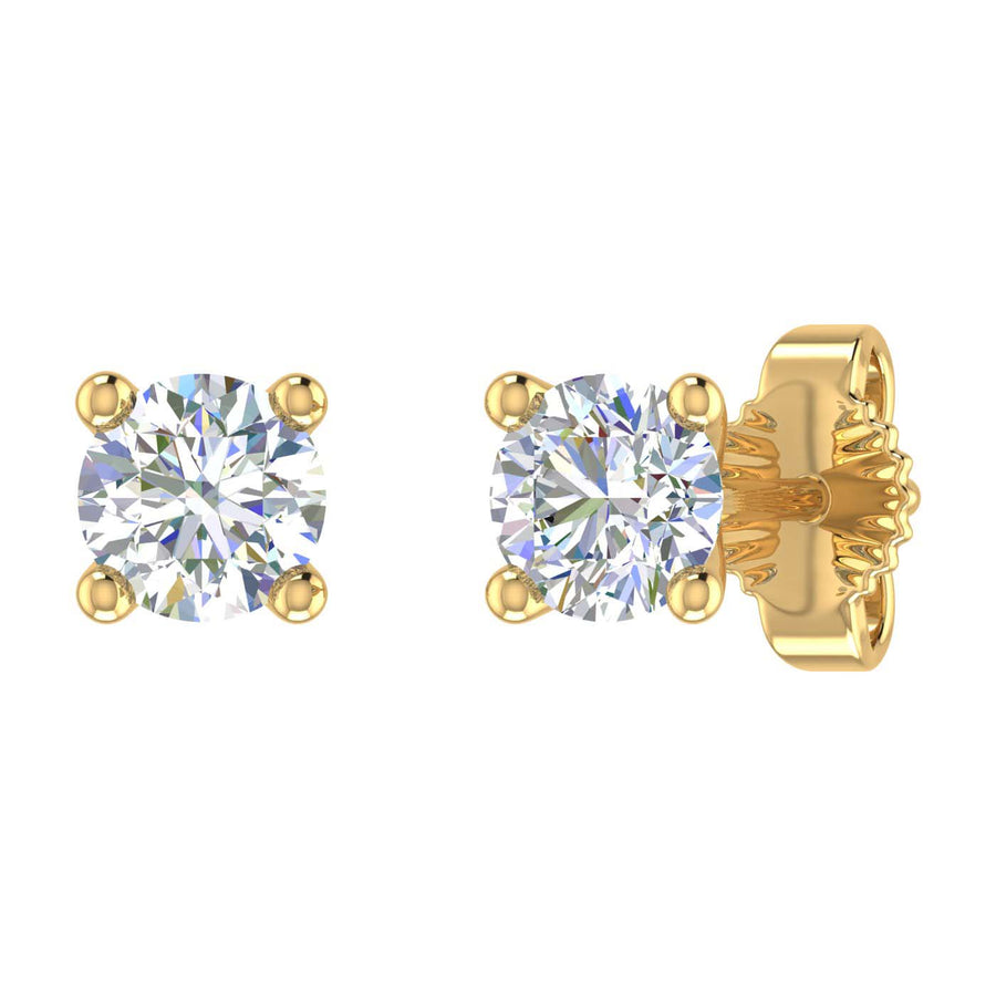1/2 Carat 4-Prong Set Diamond Stud Earrings in Gold - IGI Certified