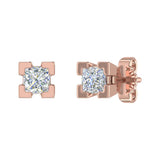 1/2 Carat 4-Prong Set Princess Cut Diamond Stud Earrings in Gold - IGI Certified