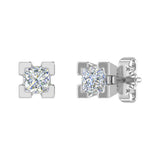 1/2 Carat 4-Prong Set Princess Cut Diamond Stud Earrings in Gold - IGI Certified