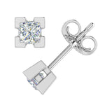 1/2 Carat 4-Prong Set Princess Cut Diamond Stud Earrings in Gold - IGI Certified