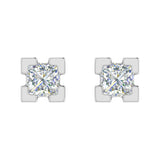 1/2 Carat 4-Prong Set Princess Cut Diamond Stud Earrings in Gold - IGI Certified