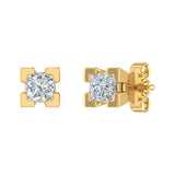 1/2 Carat 4-Prong Set Princess Cut Diamond Stud Earrings in Gold - IGI Certified