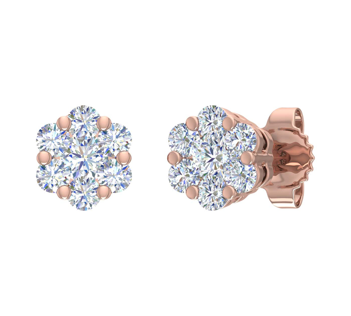 1/4 Carat Cluster Diamond Stud Earrings in Gold