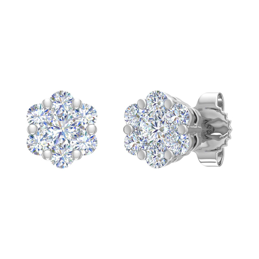 1/4 Carat Cluster Diamond Stud Earrings in Gold - IGI Certified