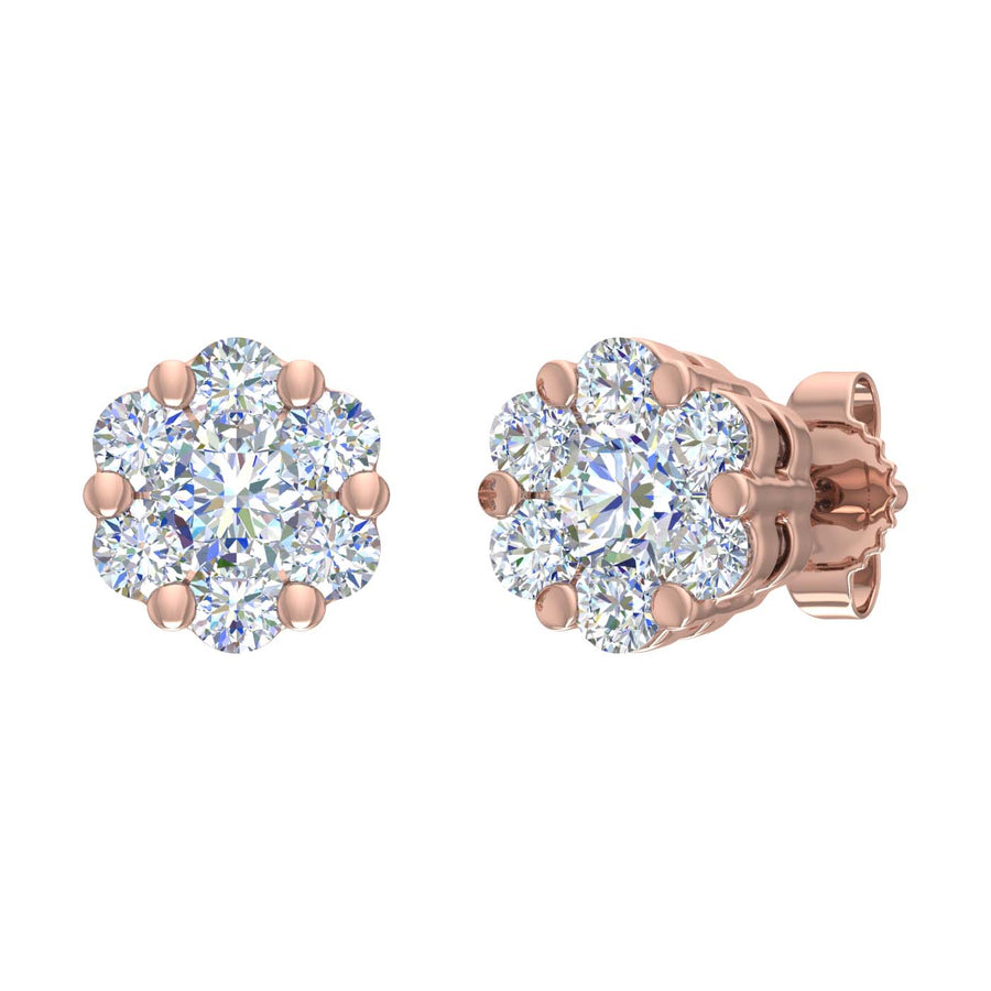 1/2 Carat Cluster Diamond Stud Earrings in Gold - IGI Certified