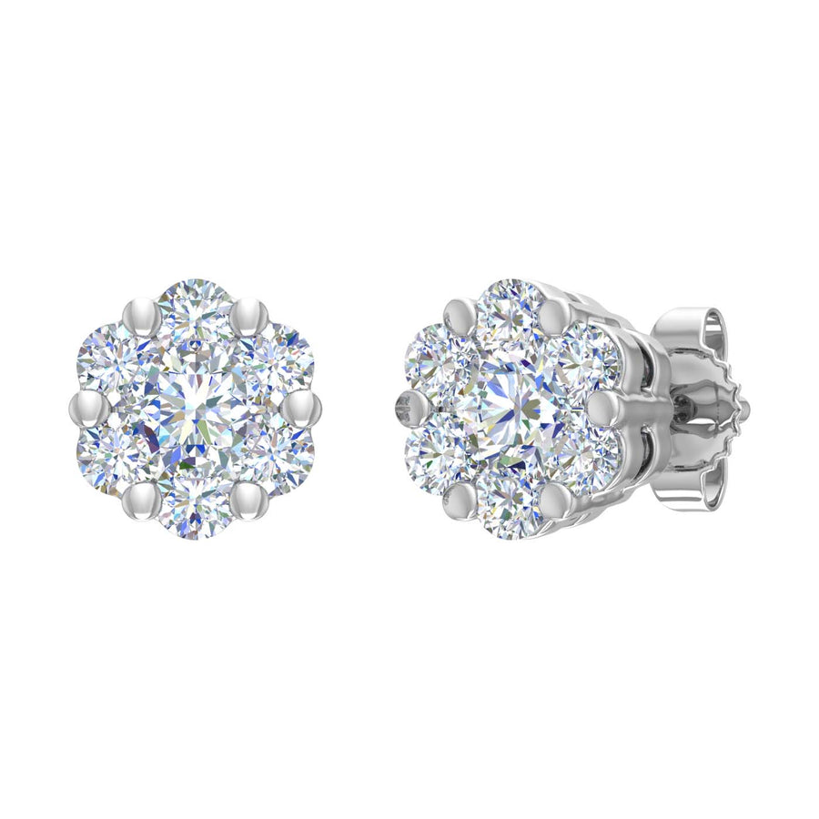 1/2 Carat Cluster Diamond Stud Earrings in Gold - IGI Certified