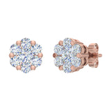 3/4 Carat Cluster Diamond Stud Earrings in Gold