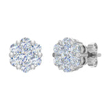 3/4 Carat Cluster Diamond Stud Earrings in Gold